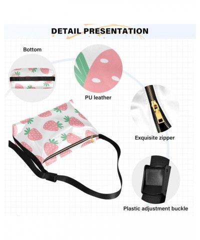 Pink Strawberries Hobo Bags for Women Crossbody Bag Handbag Purses Leather Shoulder Bag for Work GiftsTravel $18.14 Hobo Bags