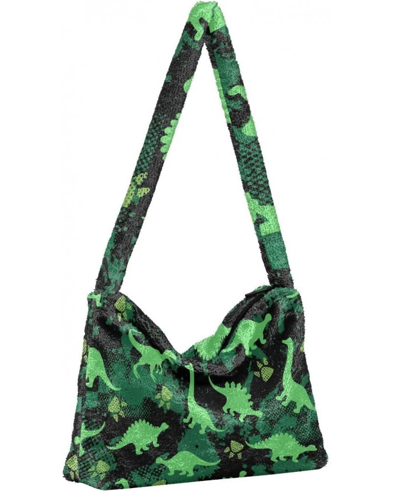 Women Boho Handbag Dinosaur Abstract Camo Underarm Bag Tote Bag Shoulder Bag Crossbody Bag Fluffy Cell Phone Purse Patriot La...