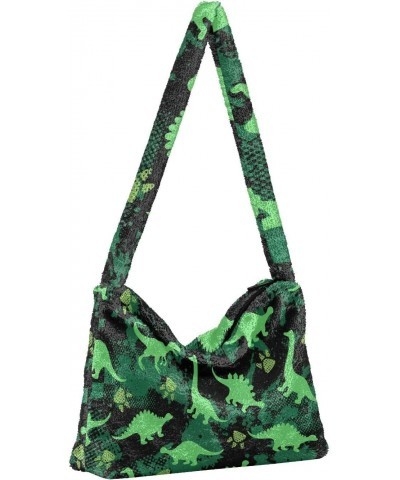 Women Boho Handbag Dinosaur Abstract Camo Underarm Bag Tote Bag Shoulder Bag Crossbody Bag Fluffy Cell Phone Purse Patriot La...