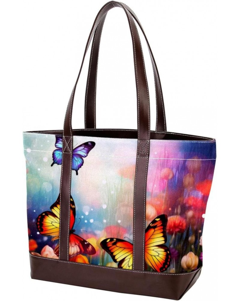 The Tote Bag For Women,Tote Bag With Zipper,Canvas Tote Bag,Butterflies Flower Garden Handbags $21.42 Totes