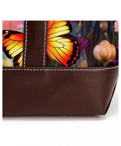 The Tote Bag For Women,Tote Bag With Zipper,Canvas Tote Bag,Butterflies Flower Garden Handbags $21.42 Totes