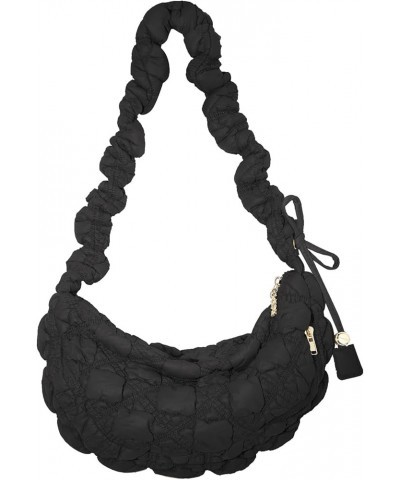 Quilted Shoulder Bag Puffer Handbag Crossbody Purse Padded Cloud Hobo Bag with Adjustable Strap Black $18.35 Shoulder Bags