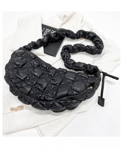 Quilted Shoulder Bag Puffer Handbag Crossbody Purse Padded Cloud Hobo Bag with Adjustable Strap Black $18.35 Shoulder Bags