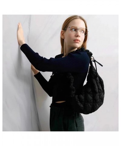 Quilted Shoulder Bag Puffer Handbag Crossbody Purse Padded Cloud Hobo Bag with Adjustable Strap Black $18.35 Shoulder Bags