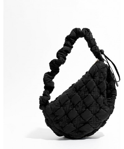 Quilted Shoulder Bag Puffer Handbag Crossbody Purse Padded Cloud Hobo Bag with Adjustable Strap Black $18.35 Shoulder Bags