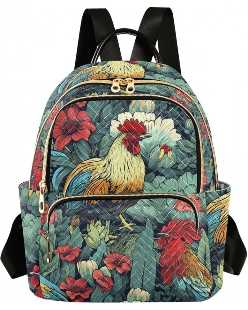 Cactuses Flowers Rooster Women's Backpack Purse Causal Daypack Work Travel College Business Trip Bag Shoulder Bag Small $14.7...