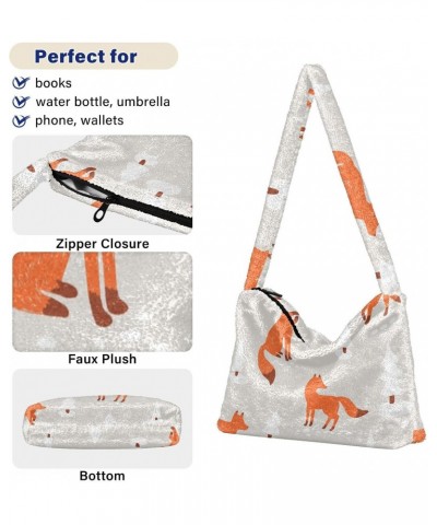 Winter Forest Foxes Shoulder Tote Bags for Women Furry Crossbody bag Hobo Handbag Purses for Shopping Traveling Working $12.3...