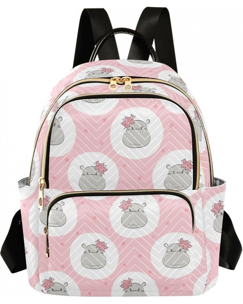 Cute Hippo Backpack Purse for Women Fashion Travel Bag Ladies Shoulder Bags for Lady Women Holiday Gifts,M Small $19.24 Backp...