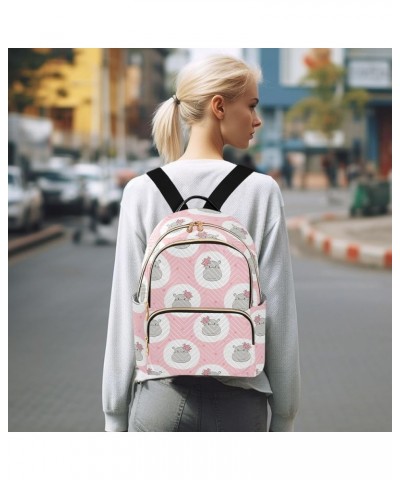 Cute Hippo Backpack Purse for Women Fashion Travel Bag Ladies Shoulder Bags for Lady Women Holiday Gifts,M Small $19.24 Backp...