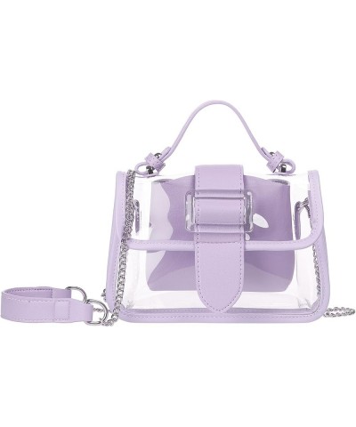 Clear Shoulder Bag Purse 2 in 1 Transparent Crossbody Bag Jelly Handbag Purple-light $11.75 Shoulder Bags