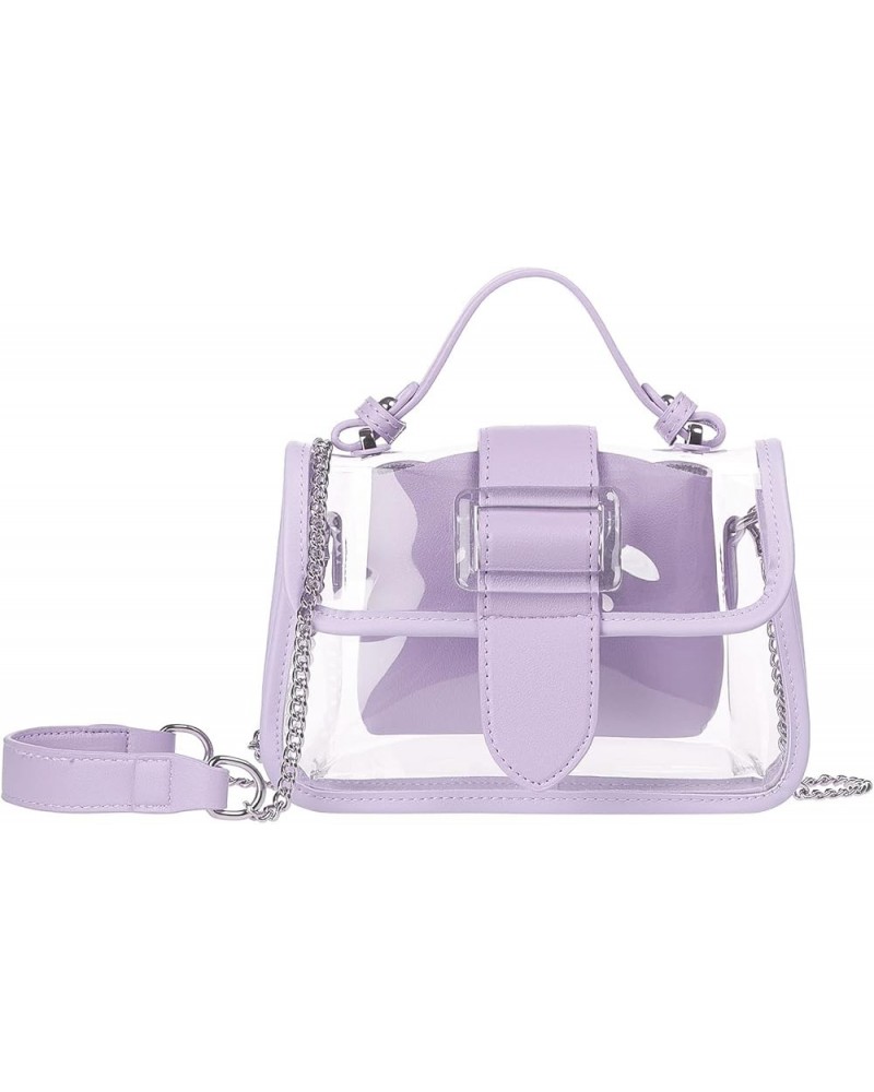 Clear Shoulder Bag Purse 2 in 1 Transparent Crossbody Bag Jelly Handbag Purple-light $11.75 Shoulder Bags