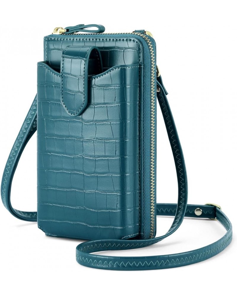 Small Crossbody Cell Phone Purse for Women, Lightweight Mini Shoulder Bag Wallet with Credit Card Slots Z02-blue Croc $10.56 ...