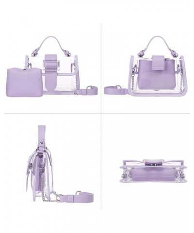 Clear Shoulder Bag Purse 2 in 1 Transparent Crossbody Bag Jelly Handbag Purple-light $11.75 Shoulder Bags