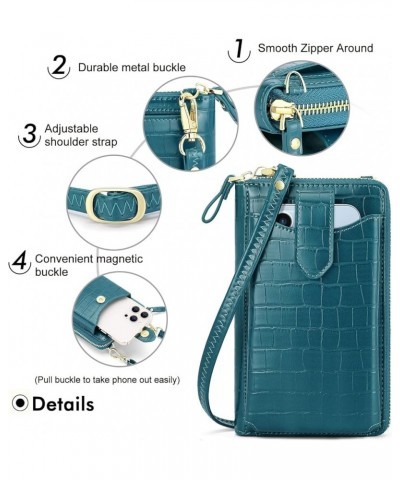 Small Crossbody Cell Phone Purse for Women, Lightweight Mini Shoulder Bag Wallet with Credit Card Slots Z02-blue Croc $10.56 ...