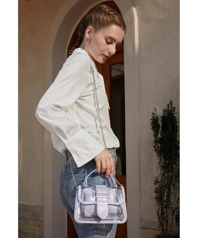 Clear Shoulder Bag Purse 2 in 1 Transparent Crossbody Bag Jelly Handbag Purple-light $11.75 Shoulder Bags