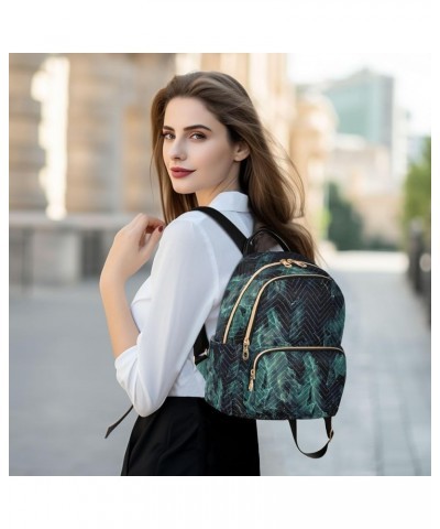 Backpack Purse for Women Green Marble Gold Abstract, Mini Fashion Backpack Natural Texture Lightweight Casual Daypack Shoulde...