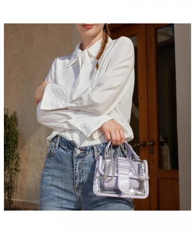 Clear Shoulder Bag Purse 2 in 1 Transparent Crossbody Bag Jelly Handbag Purple-light $11.75 Shoulder Bags