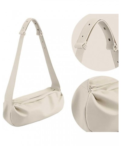 Women Leather Shoulder Bag Casual Satchel Hobo Bag Trendy Crossbody Sling Bag Cloud Pleatd Bag Girl Stylish Purse Beige $11.7...