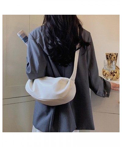 Women Leather Shoulder Bag Casual Satchel Hobo Bag Trendy Crossbody Sling Bag Cloud Pleatd Bag Girl Stylish Purse Beige $11.7...