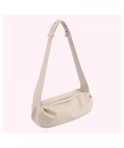 Women Leather Shoulder Bag Casual Satchel Hobo Bag Trendy Crossbody Sling Bag Cloud Pleatd Bag Girl Stylish Purse Beige $11.7...