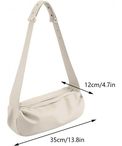 Women Leather Shoulder Bag Casual Satchel Hobo Bag Trendy Crossbody Sling Bag Cloud Pleatd Bag Girl Stylish Purse Beige $11.7...