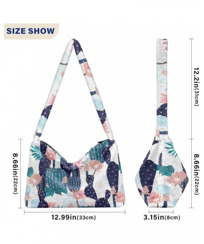 Cactus Flowers Shoulder Tote Bags for Women Furry Crossbody bag Hobo Handbag Purses for College Travel Work $10.08 Totes