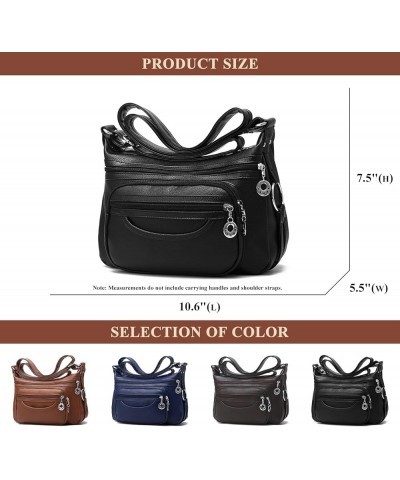 Women's Soft PU Leather Shoulder Bag Vintage Multi-pocket Design Satchel Shopping Handbags Ladies Travel Crossbody Bag Blue $...