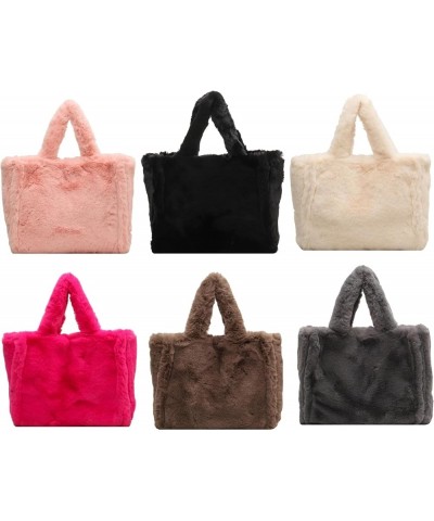 Fluffy Tote Bag Purse for Women Fuzzy Faux Fur Furry Plush Handbag Shoulder Bag Lightweight Large Capacity Travel White $15.0...