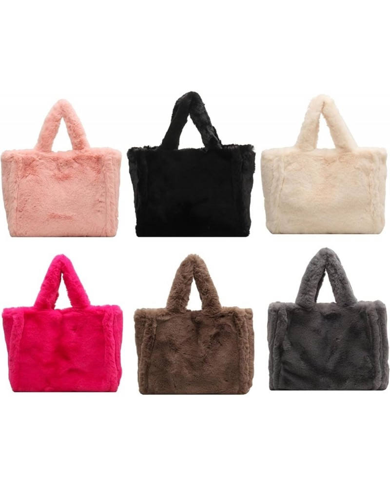 Fluffy Tote Bag Purse for Women Fuzzy Faux Fur Furry Plush Handbag Shoulder Bag Lightweight Large Capacity Travel White $15.0...