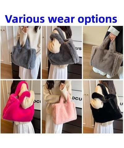 Fluffy Tote Bag Purse for Women Fuzzy Faux Fur Furry Plush Handbag Shoulder Bag Lightweight Large Capacity Travel White $15.0...