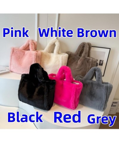 Fluffy Tote Bag Purse for Women Fuzzy Faux Fur Furry Plush Handbag Shoulder Bag Lightweight Large Capacity Travel White $15.0...