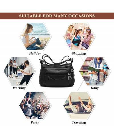 Women's Soft PU Leather Shoulder Bag Vintage Multi-pocket Design Satchel Shopping Handbags Ladies Travel Crossbody Bag Blue $...