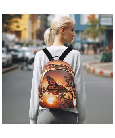 Butterfly and Sunset Women's Backpack Purse Fashion Travel Anti Theft Backpack Casual Daypack for Work College,M Medium $15.0...