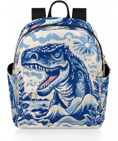 Blue Dinosaur Small Backpack for Women Ladies Mini Backpack Travel Casual Backpack Purse Satchel Daypack $18.75 Backpacks