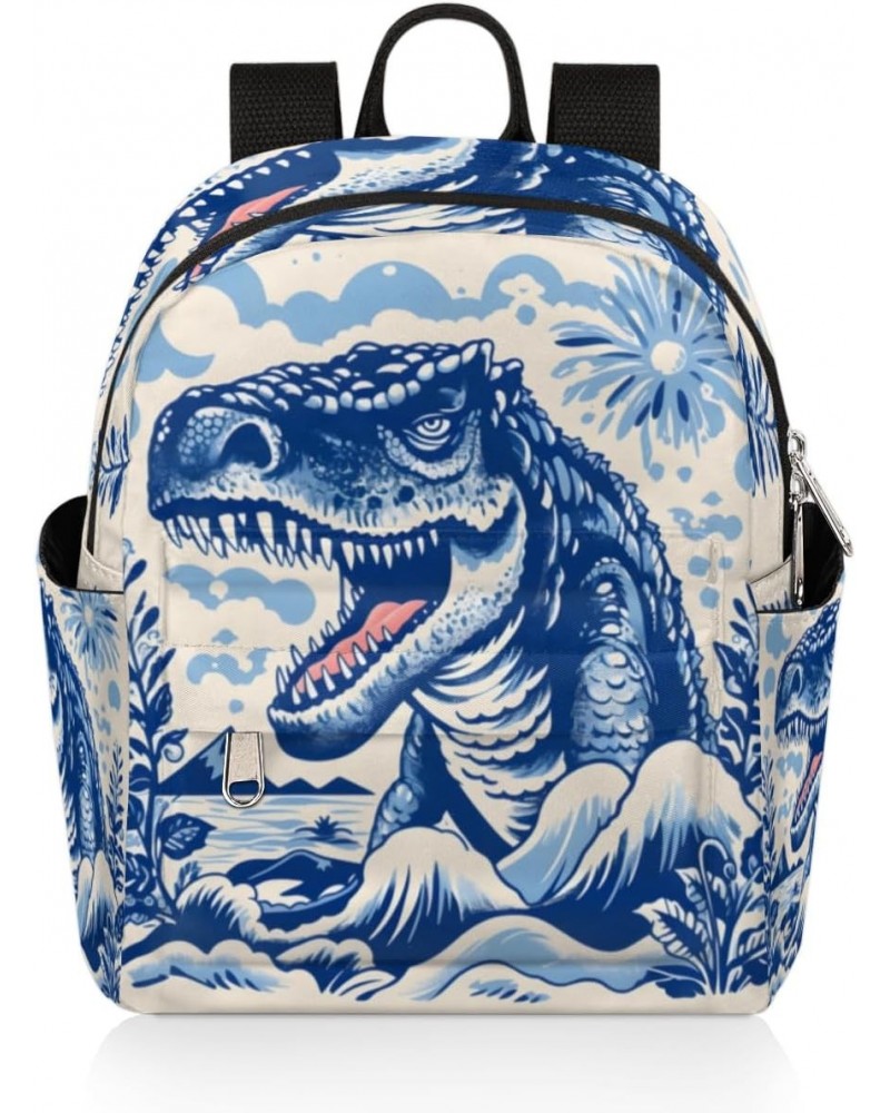 Blue Dinosaur Small Backpack for Women Ladies Mini Backpack Travel Casual Backpack Purse Satchel Daypack $18.75 Backpacks