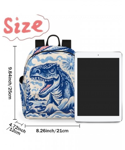 Blue Dinosaur Small Backpack for Women Ladies Mini Backpack Travel Casual Backpack Purse Satchel Daypack $18.75 Backpacks