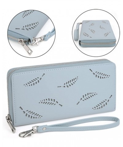 Wallet Women Vegan Leather RFID Blocking Large Ladies Wristlet Purse Card Holder Organizer Clutch 299 Blue $16.19 Wallets