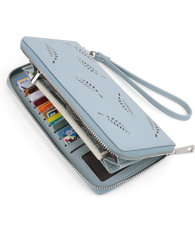 Wallet Women Vegan Leather RFID Blocking Large Ladies Wristlet Purse Card Holder Organizer Clutch 299 Blue $16.19 Wallets