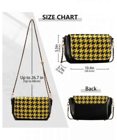 Retro Yellow Black Houndstooth Wallet Crossbody Bag for Women Trendy Small Black Purses with Credit Card Slots Sport Sling Ba...