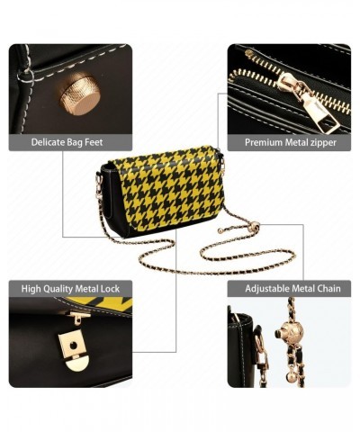 Retro Yellow Black Houndstooth Wallet Crossbody Bag for Women Trendy Small Black Purses with Credit Card Slots Sport Sling Ba...