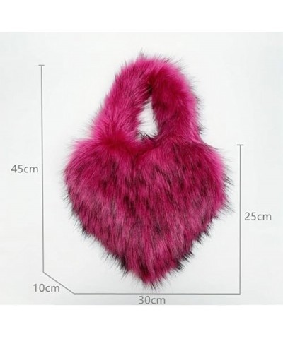 Furry Heart Shaped Crossbody Bag for Women - Plush Y2K Handbag with Soft Shoulder Strap Small Purple $21.12 Shoulder Bags