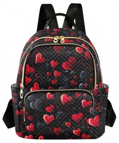 Red Heart Valentine's Day Backpack Purse for Women Small Travel Bag Fashion Daypack M 202a4949 M(11.4"x6.1"x14.17") 202a4949 ...