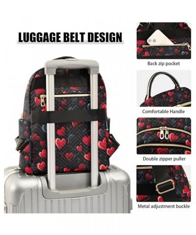 Red Heart Valentine's Day Backpack Purse for Women Small Travel Bag Fashion Daypack M 202a4949 M(11.4"x6.1"x14.17") 202a4949 ...