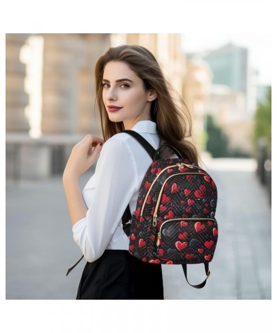 Red Heart Valentine's Day Backpack Purse for Women Small Travel Bag Fashion Daypack M 202a4949 M(11.4"x6.1"x14.17") 202a4949 ...