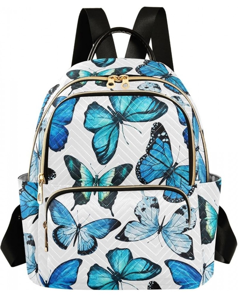 Mini Backpack for Women, Butterflies Blue Travel Backpack Purse for Ladies, Small Bookbag Daypack Shoulder Bag S Multi123 Med...