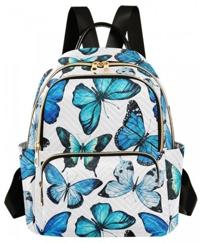 Mini Backpack for Women, Butterflies Blue Travel Backpack Purse for Ladies, Small Bookbag Daypack Shoulder Bag S Multi123 Med...