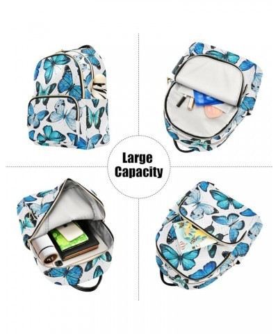 Mini Backpack for Women, Butterflies Blue Travel Backpack Purse for Ladies, Small Bookbag Daypack Shoulder Bag S Multi123 Med...