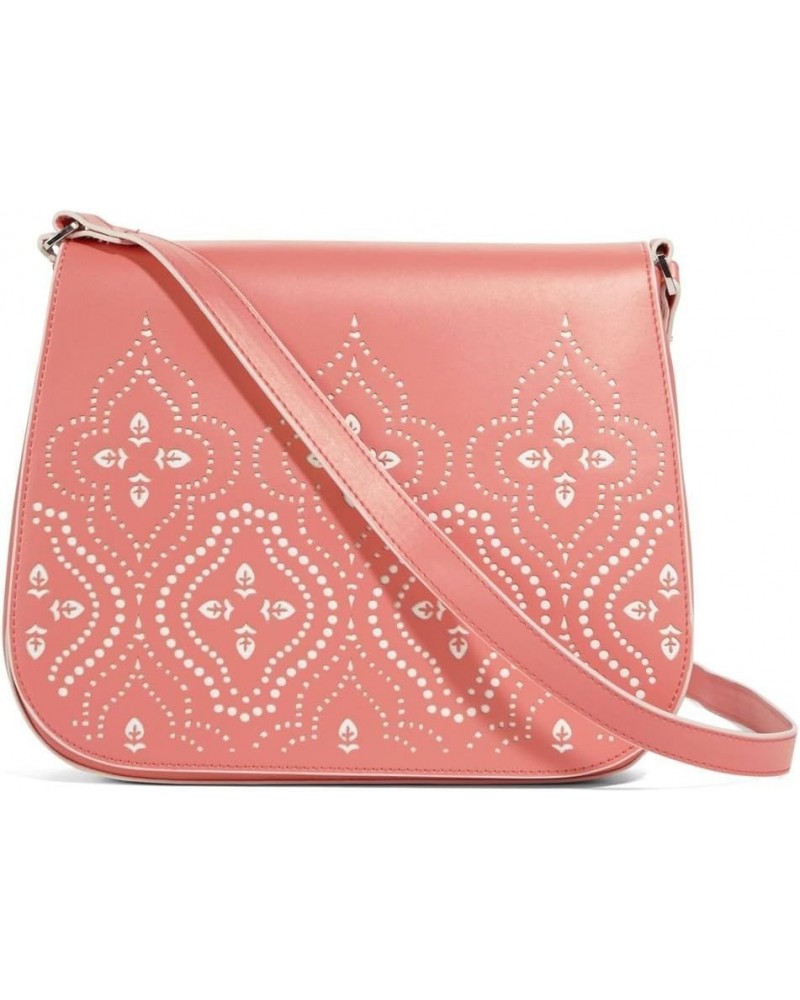 Womens Laser-Cut Saddle Crossbody Coral One Size $32.36 Crossbody Bags