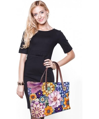 African Women Tote Bag Tribal Ethnic Top Handle Bags Casual Handbag Purse, Gift for Mom Wife Boho Mandala Flower-purple $25.0...