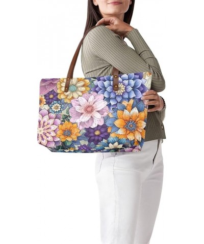 African Women Tote Bag Tribal Ethnic Top Handle Bags Casual Handbag Purse, Gift for Mom Wife Boho Mandala Flower-purple $25.0...